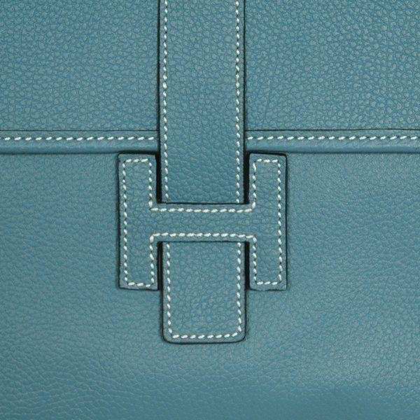 Best Hermes Large Leather H Handbag Blue 6058 - Click Image to Close